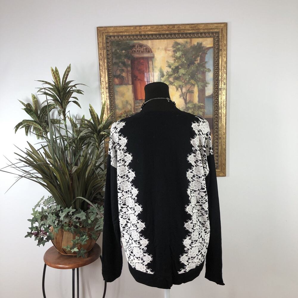 Kensie Women’s Black White Pullover Top Size Large Stretch Long Sleeve Boat Neck - Picture 4 of 10
